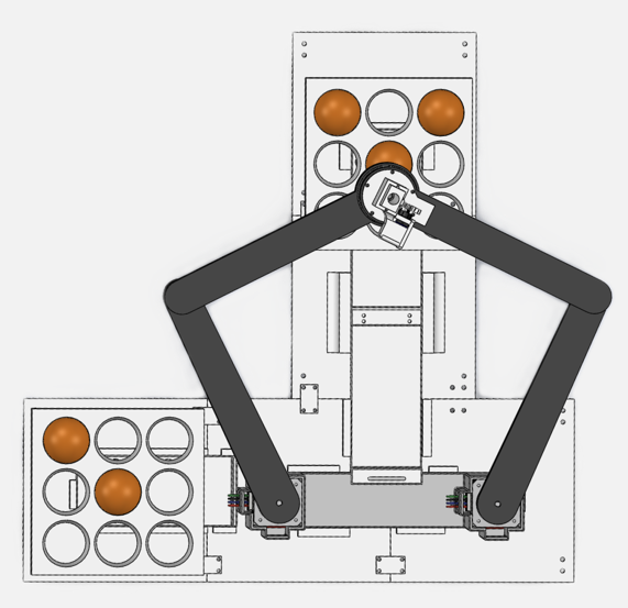 Top-view CAD assembly of the five-bar Pentagon Robot